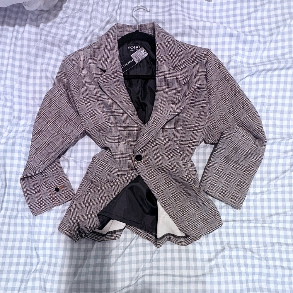 Soho Checkered Jacket in Brown and Black